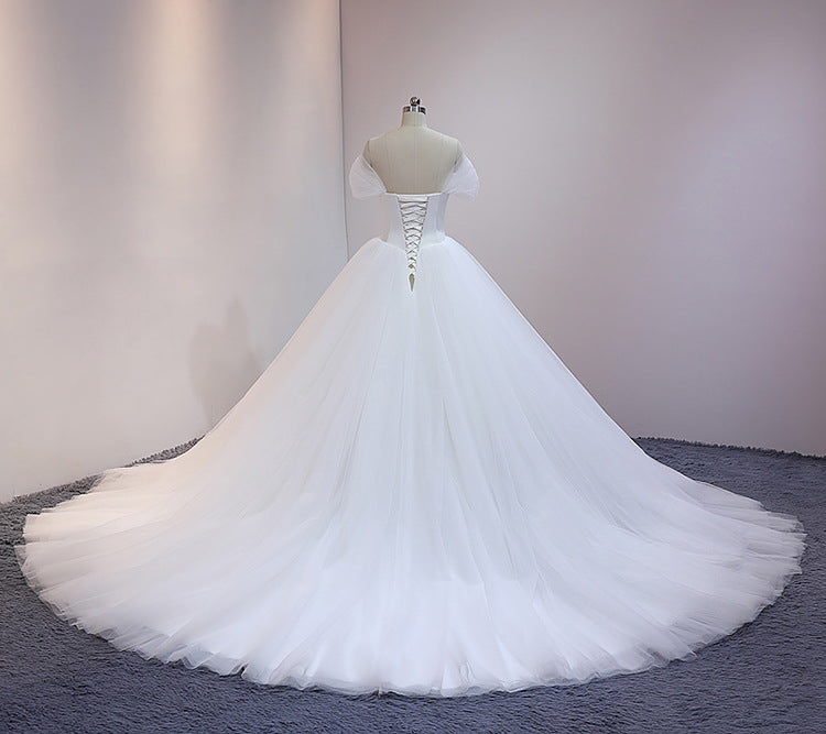 Off the Shoulder Tulle Princess Ball Gown Wedding Dress Unique Ball ...
