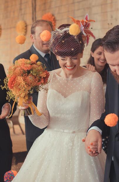 Polka Dot Long Sleeve Wedding Dress