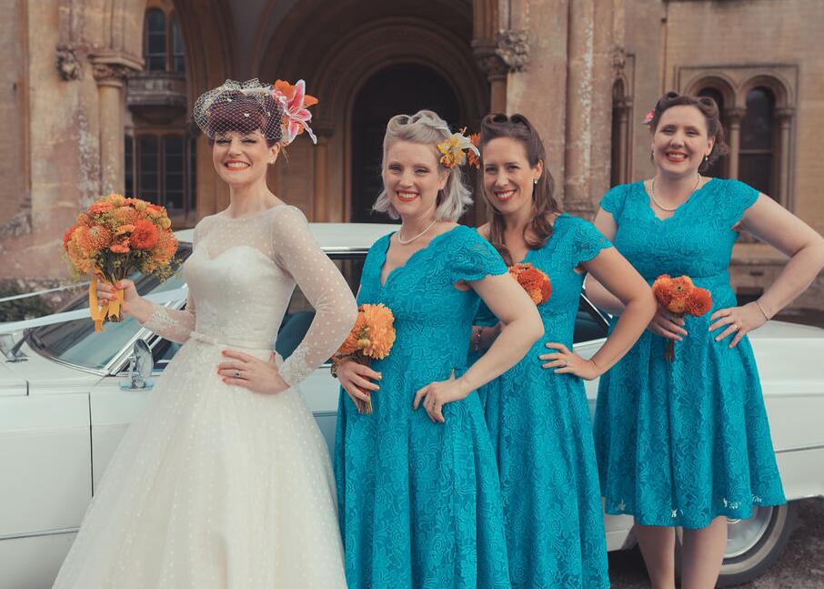 Vintage teal hotsell bridesmaid dresses