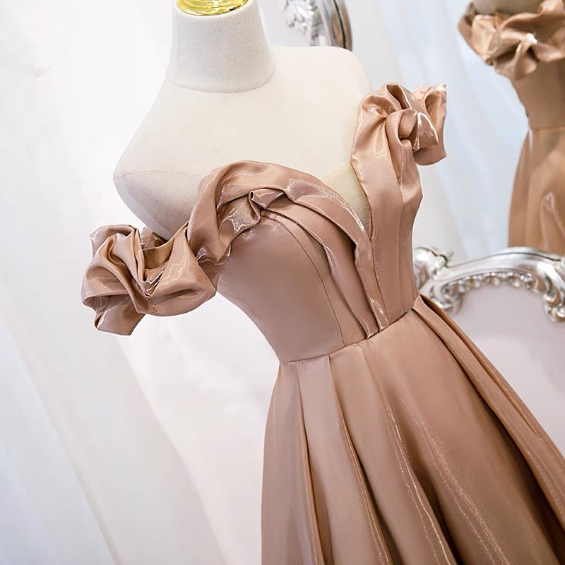 champagne gold ball gown prom dress