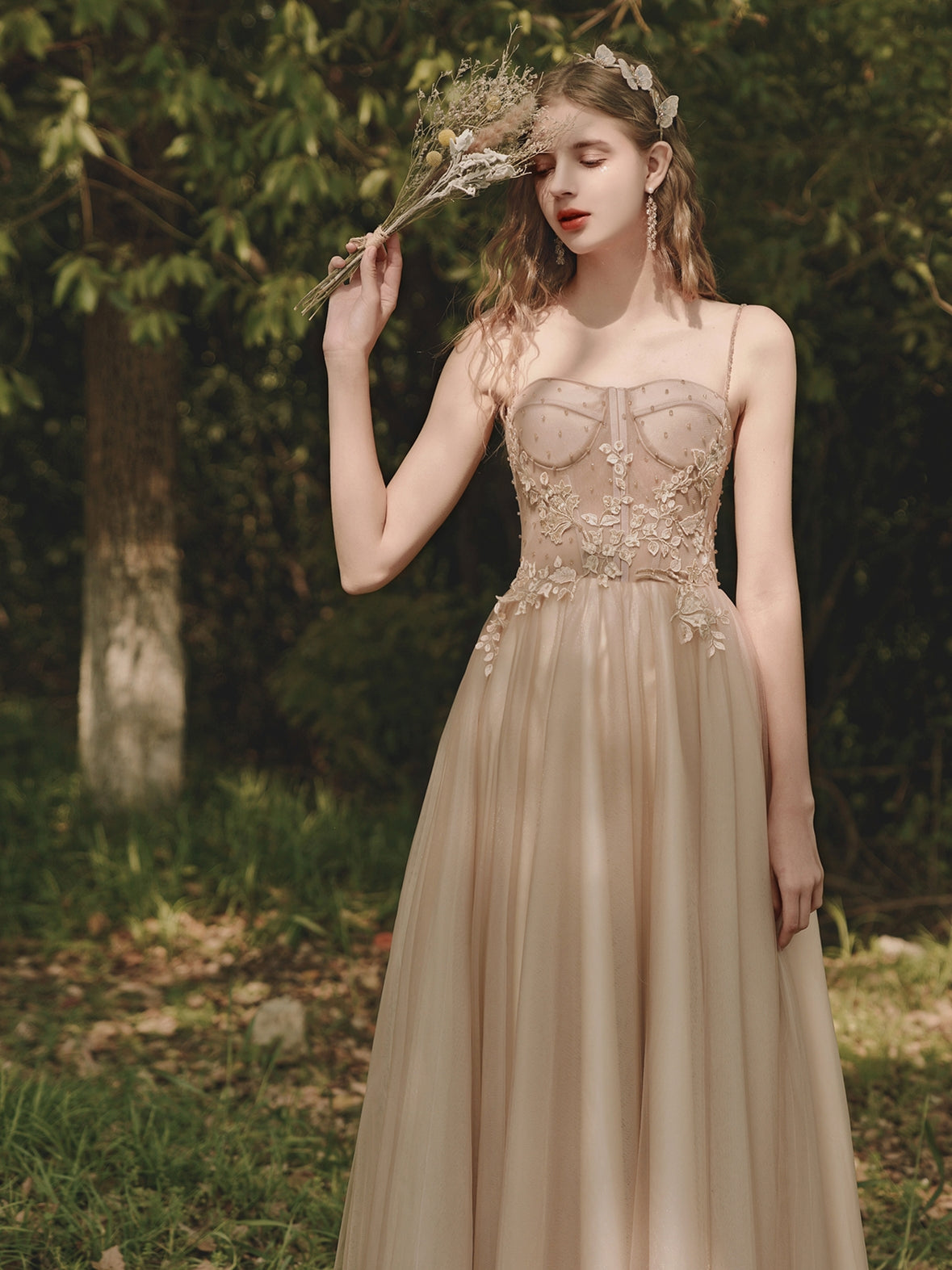 Champagne long outlet gown