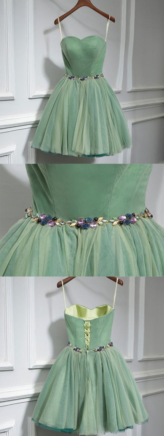 Sage Green Tulle Short Prom Dress Homecoming Dress