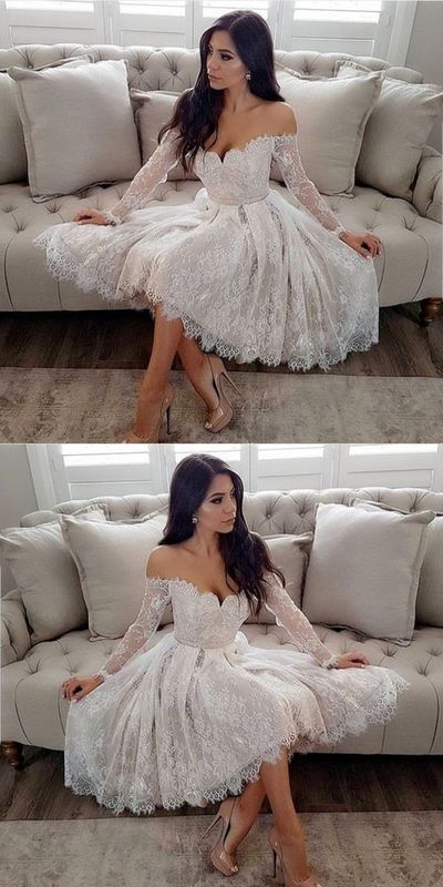 Off the Shoulder Short Sleeve Lace Ball Gown Wedding Dress – Okdresses
