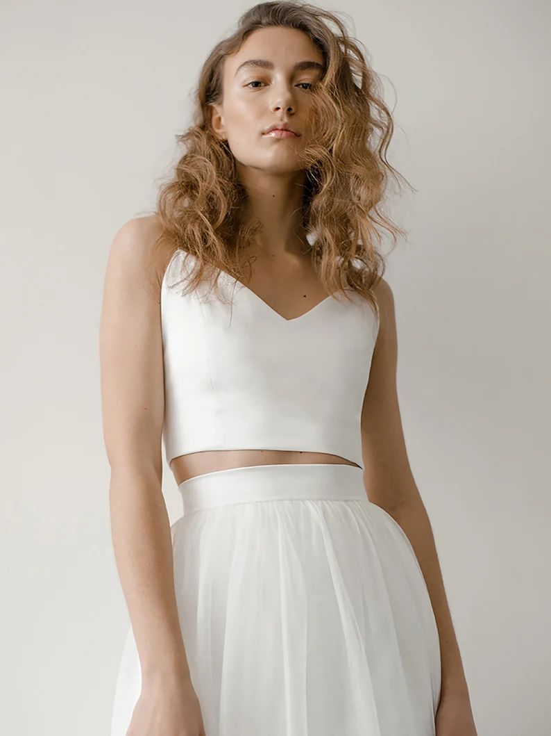 Crop top and outlet tulle skirt set