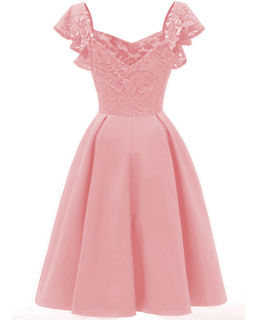 Vintage Short Pink Prom Dress for Teens with Ruffle Straps Pink ...
