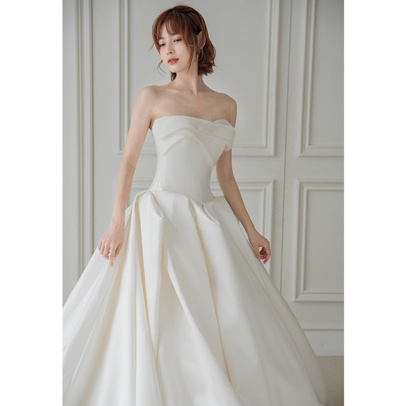 Unique Duchess Satin Strapless Ball Gown Wedding Dress Ball Gowns for ...
