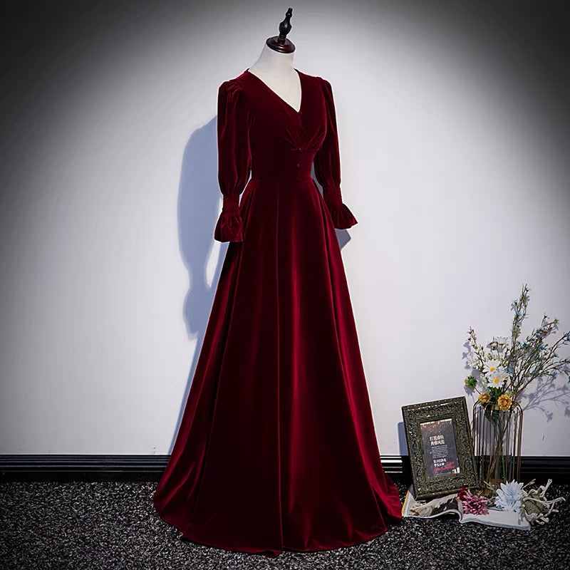 Hannah Dress - Cabernet Velvet Bridesmaid Dress | Birdy Grey