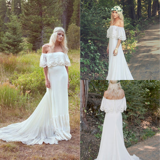 Boho Wedding Dress, Wedding Dress Boho,Off Shoulder Wedding Dress,Bohemian Wedding Dress,WD008-Dolly Gown