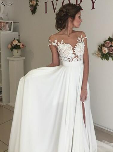 See Through Wedding Dress Sexy Wedding Dress Boho Wedding Dress Summer Wedding Dress,Beach Wedding Dress,WS045-Dolly Gown